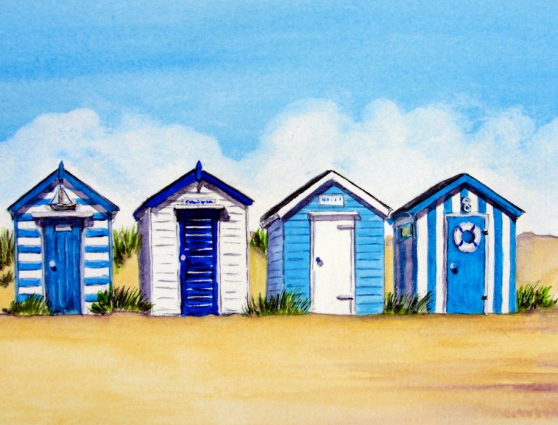Blue and White Huts - SOLD