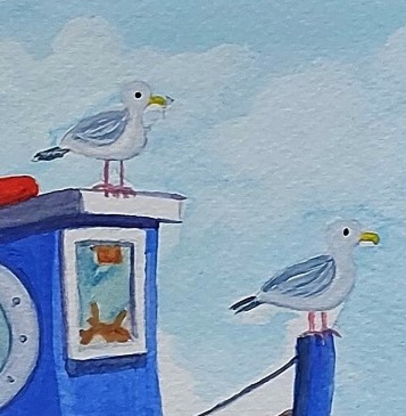 Sailing Gulls - Original Watercolour £40