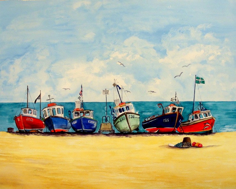 Beer Fishing Boats A4 Print - £25