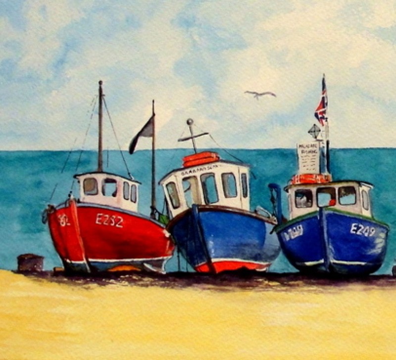 Beer Fishing Boats A4 Print - £25