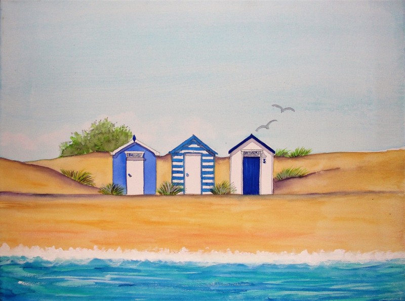Blue Huts Watercolour Canvas £50
