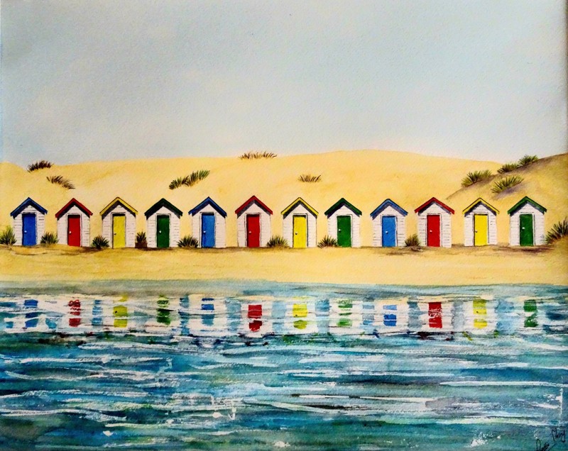Beach Huts Reflection Original £95