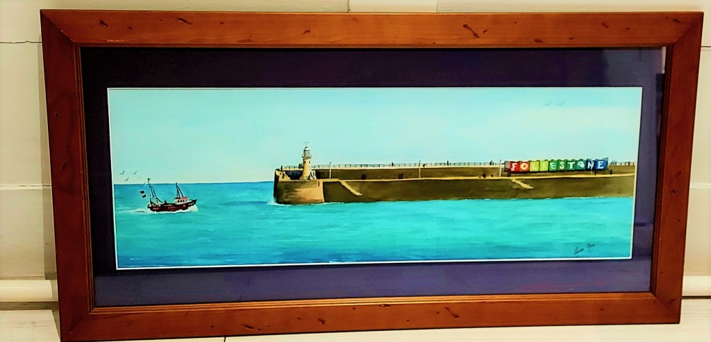 Folkestone Harbour Arm Framed Original Painting for Sale